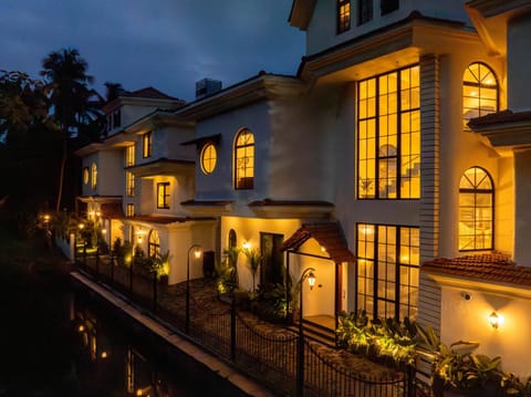 Property building, Night, Garden