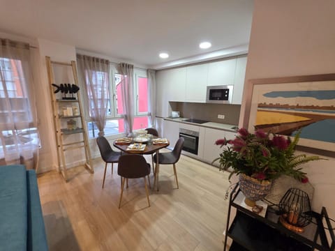 Kitchen or kitchenette, Living room, Dining area, stove