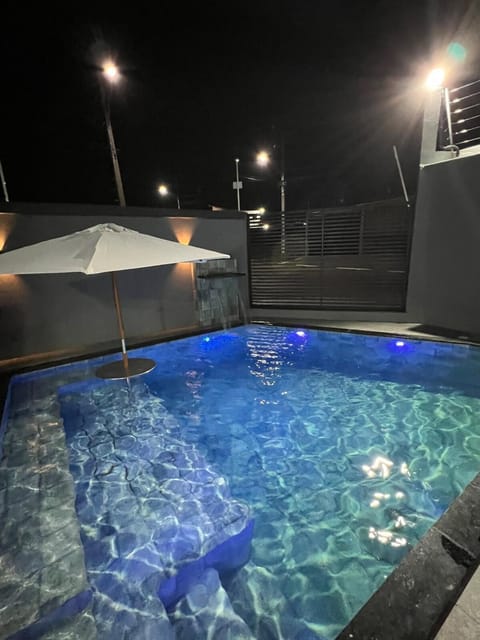 Night, Pool view, Swimming pool