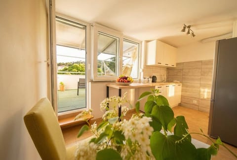 Balcony/Terrace, Kitchen or kitchenette, Dining area, Landmark view, stove