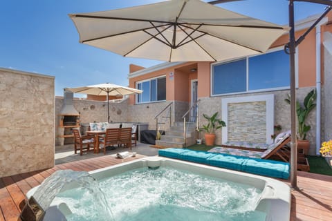 Property building, Living room, Swimming pool