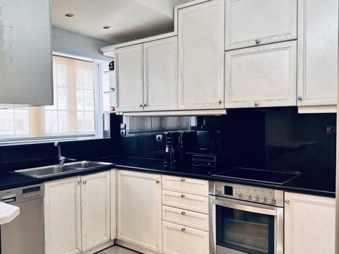 Kitchen or kitchenette, dishwasher, oven, stove