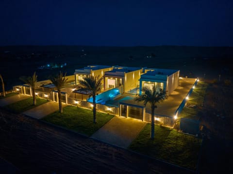 Property building, Night, Natural landscape, Pool view, Swimming pool