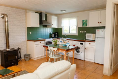 Coffee/tea facilities, Dining area, fireplace, microwave, oven, stove, washing machine, kitchen