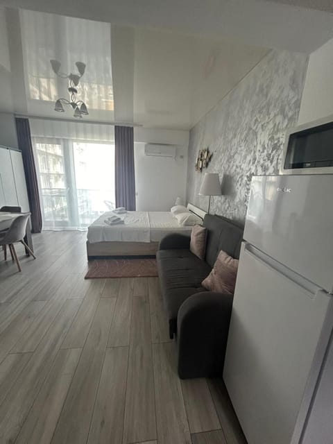 Bed, Kitchen or kitchenette, Living room, Photo of the whole room, Seating area, Bedroom