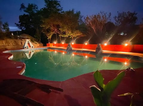 Night, Natural landscape, Swimming pool