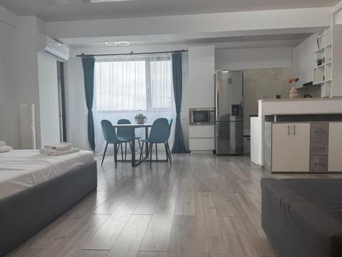 Bed, Kitchen or kitchenette, Living room, Photo of the whole room, Seating area, Dining area, Bedroom, oven, air conditioner
