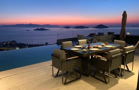 View (from property/room), Balcony/Terrace, Pool view, Sea view, Sunset