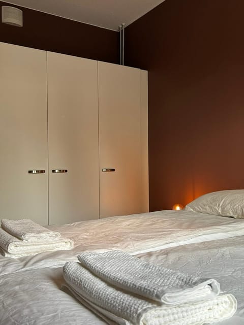 Bed, wardrobe