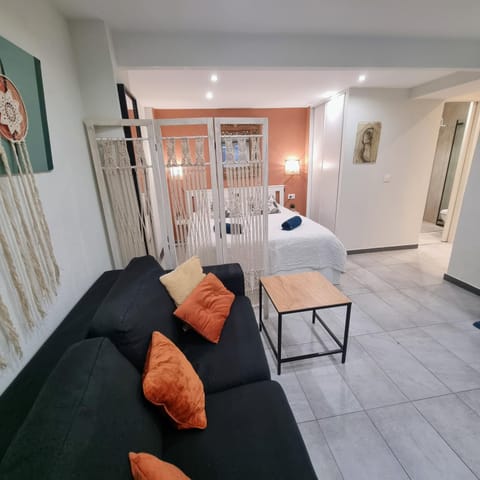 Bed, Living room, Photo of the whole room, Seating area, Bedroom