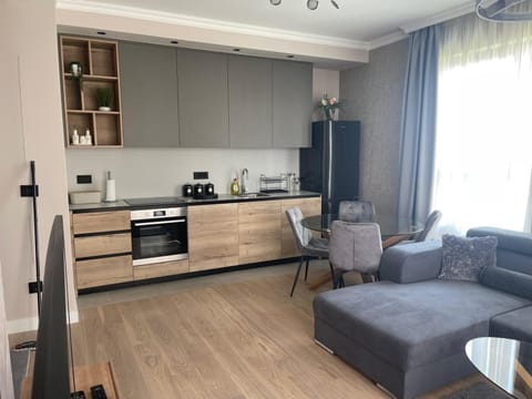 Kitchen or kitchenette, Seating area, Dining area, oven, toaster