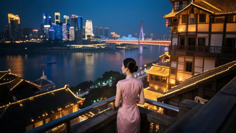 Property building, Night, People, Natural landscape, View (from property/room), Balcony/Terrace, City view, Lake view, River view