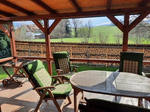 Spring, Natural landscape, Garden, View (from property/room), Balcony/Terrace, Balcony/Terrace, Living room, Seating area, Garden view, Mountain view