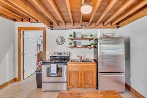 Kitchen or kitchenette, dishwasher, stove