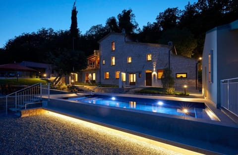 Property building, Night, Swimming pool