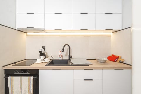 Kitchen or kitchenette, stove