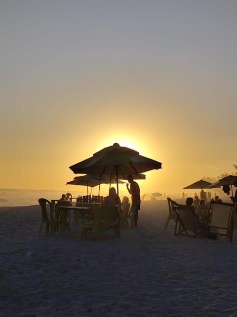 Natural landscape, Beach, Sea view, Sunset, sunbed