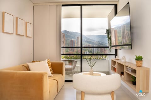 Natural landscape, Living room, Seating area, Mountain view
