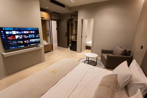 Communal lounge/ TV room, Bed, TV and multimedia, Living room, Photo of the whole room, Bedroom
