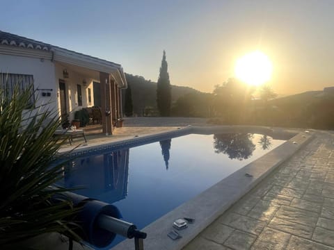 Natural landscape, Mountain view, Pool view, Swimming pool, Sunset, sunbed