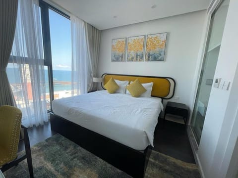 Bed, Natural landscape, Bedroom, Sea view