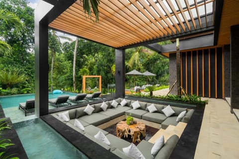 Seating area, Pool view, Swimming pool, sunbed