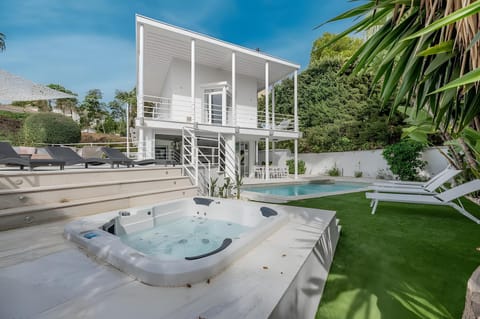 Property building, Living room, Swimming pool