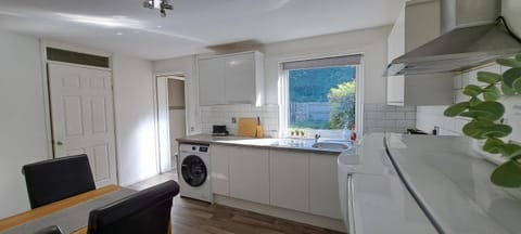 Kitchen or kitchenette, Dining area, oven, stove, washing machine