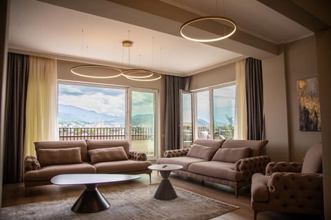 Natural landscape, Living room, Seating area, Garden view, Mountain view
