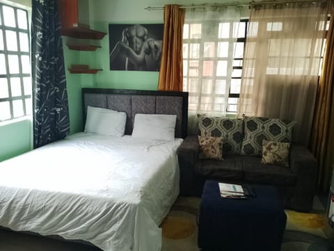 Bed, Living room, Photo of the whole room, Seating area, Bedroom