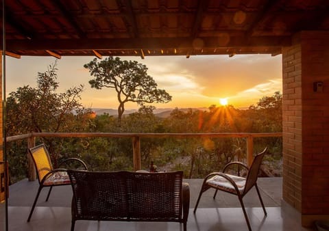 Patio, Natural landscape, View (from property/room), Seating area, Mountain view, Sunset