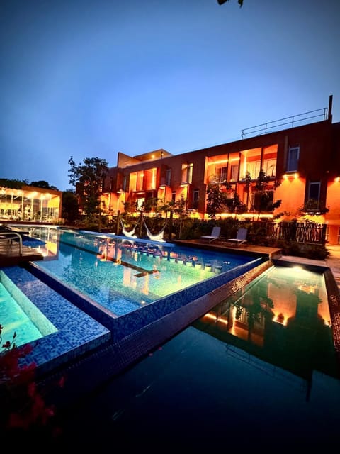 Property building, Night, Pool view, Swimming pool