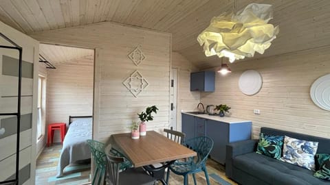 Kitchen or kitchenette, Living room, Seating area, Dining area