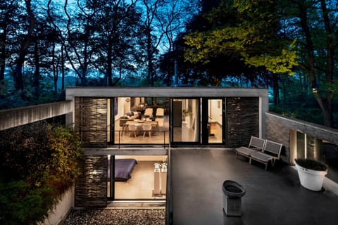 Property building, Night, Garden, Garden view