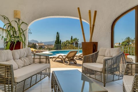 Property building, Living room, Swimming pool