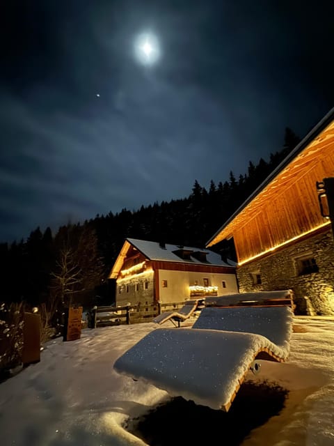 Property building, Night, Winter