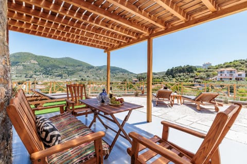 Patio, Natural landscape, View (from property/room), Living room, Seating area, Mountain view, sunbed