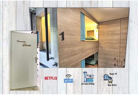 Lit 1 en 1ère Classe-Orly-T7-RER C&D Hostel in Île-de-France