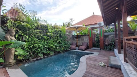 Natural landscape, Garden, Garden view, Pool view, Swimming pool, sunbed