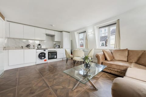 Kitchen or kitchenette, Living room, Seating area, Dining area, oven, stove, toaster, washing machine
