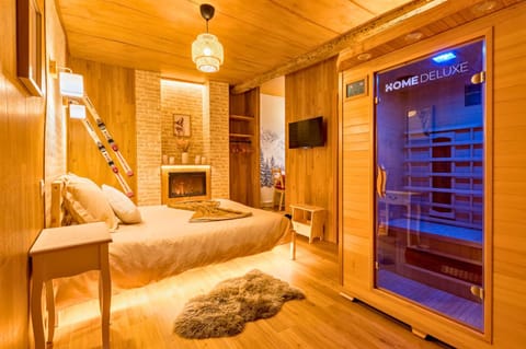 Communal lounge/ TV room, Bed, Sauna, TV and multimedia, Bedroom, fireplace