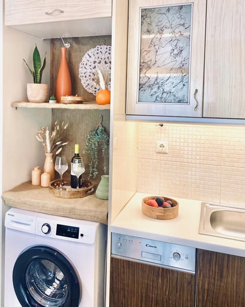 Kitchen or kitchenette, washing machine