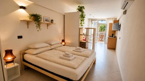 Bed, TV and multimedia, Photo of the whole room, Bedroom, towels, air conditioner