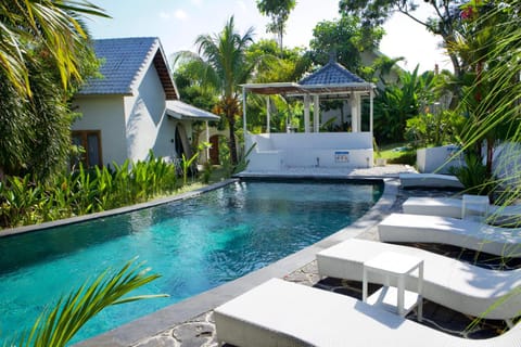 Property building, Patio, Spring, Day, Natural landscape, Garden, Garden view, Pool view, Swimming pool, sunbed