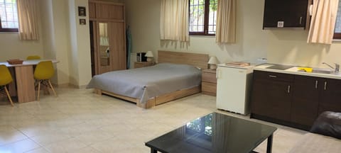 Bed, TV and multimedia, Kitchen or kitchenette, Photo of the whole room, Dining area, Bedroom, minibar, oven
