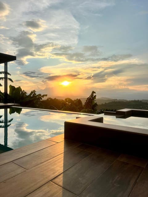 Patio, Pool view, Swimming pool, Sunset