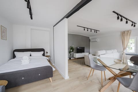 Bed, Living room, Photo of the whole room, Seating area, Bedroom