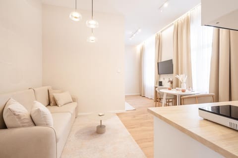 TV and multimedia, Kitchen or kitchenette, Living room, Photo of the whole room, Seating area, Dining area