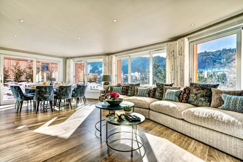 Living room, Seating area, Mountain view