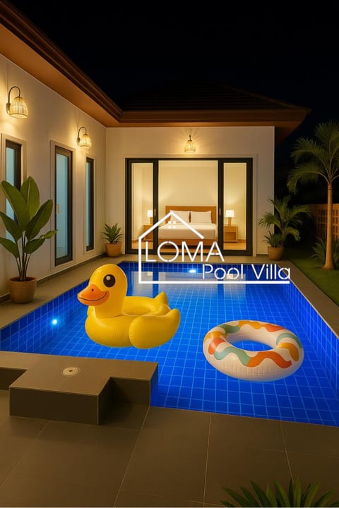 Night, Pool view, Swimming pool